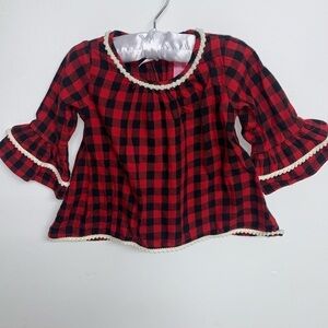 Goodlad Girls Kids Shirt Dress Size 12M Buffalo Plaid Scalloped Trim